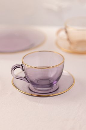 فنجان چای بنفش شیشه Rakle - کد 6872988