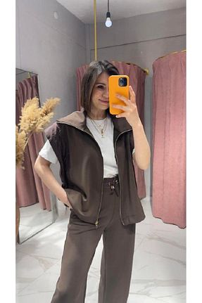 ست بالاتنه و پائین تنه قهوه ای زنانه بافت Marjinal - کد 937255130