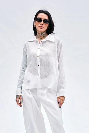پیراهن سفید زنانه رگولار Lefon - کد 937266073