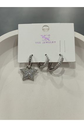 گوشواره جواهر طوسی مروارید Bijutek - کد 937279902