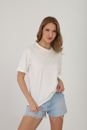 تیشرت سفید زنانه Relaxed onetwothree - کد 937329522