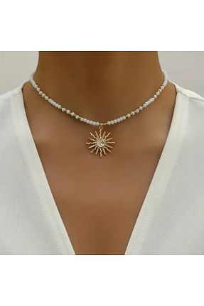 گردنبند جواهر زرد زنانه سنگ Fasion Jewelry - کد 937366258