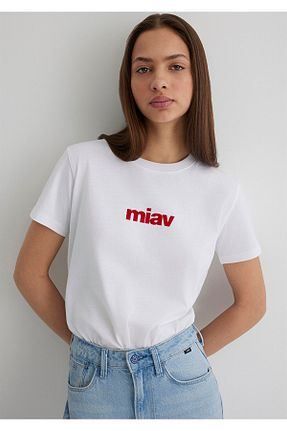 تیشرت سفید زنانه یقه دوچرخه Mavi - کد 761797652