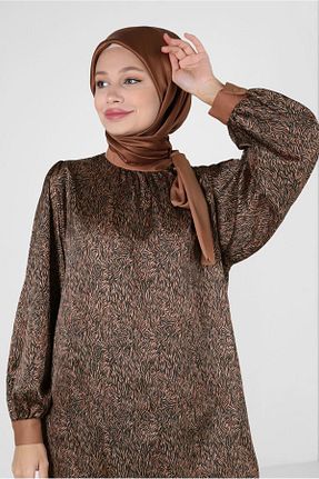 روسری قهوه ای ساتن Alvina - کد 802140732