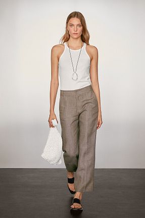 شلوار قهوه ای زنانه کتان Massimo Dutti - کد 935012833