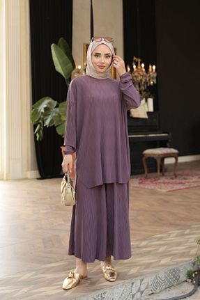 ست بالاتنه و پائین تنه بنفش زنانه بافتنی LOCCO - کد 934994027