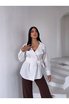 پیراهن سفید زنانه Overshirt Ekim Store - کد 935012667