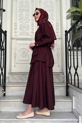 کت حجاب قهوه ای زنانه رگولار Ceremony - کد 936139671