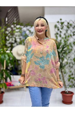 بلوز قهوه ای زنانه گلدار Punta Otantik - کد 935026200