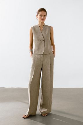 جلیقه بژ زنانه کتان Massimo Dutti - کد 935034033