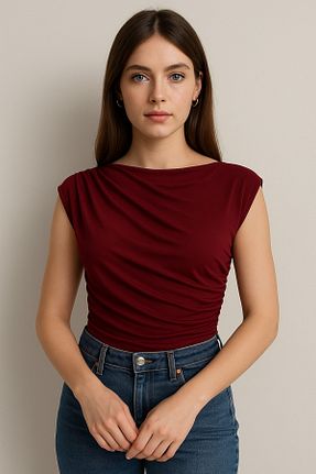 بلوز زرشکی زنانه ساده peri tower - کد 923907875
