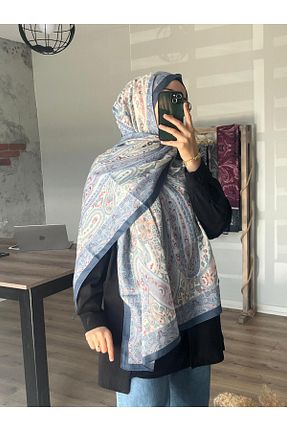 شال آبی زنانه پنبه پلی استر Merwiss - کد 935057170