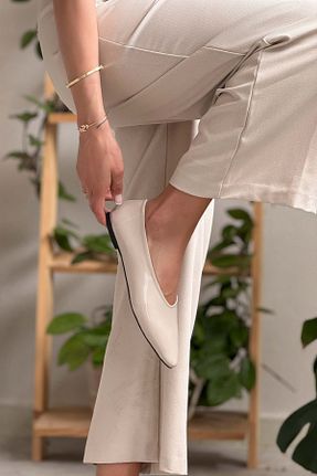 بابت بژ زنانه چرم مصنوعی NİŞANTAŞI SHOES - کد 935052714
