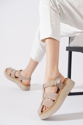 صندل بژ زنانه پاشنه ضخیم Moda Pie - کد 935150353