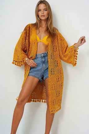 کیمونو و کافتان زرد زنانه پلی استر VAGGON - کد 935132768