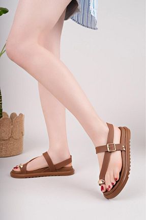 صندل قهوه ای زنانه پاشنه تخت BAZE SHOES - کد 935273997