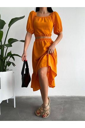 لباس نارنجی زنانه بافتنی Ayşegül Çöplü - کد 935271132