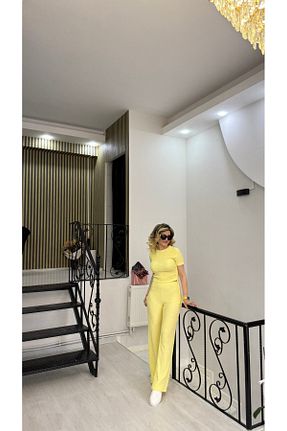 ست بالاتنه و پائین تنه زرد زنانه بافتنی Butik - کد 934219971