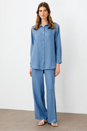 پیراهن سرمه ای زنانه رگولار Moda İlgi - کد 935294551