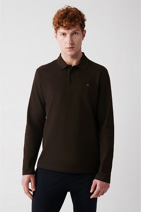 سوئیشرت قهوه ای مردانه ساده Avva - کد 57375606
