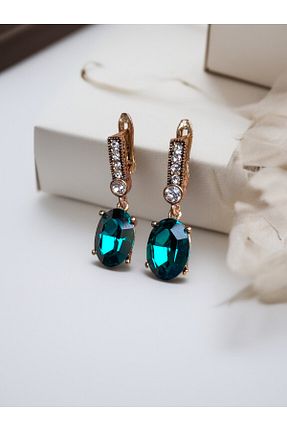 گوشواره جواهر سبز زیرکن FAYRA ACCESSORIES - کد 925116073