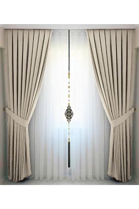 پرده زمینه بژ پلی استر Wowlays Home - کد 930587780