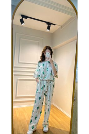 ست بالاتنه و پائین تنه سبز زنانه بافتنی Whıte Aura - کد 935317577