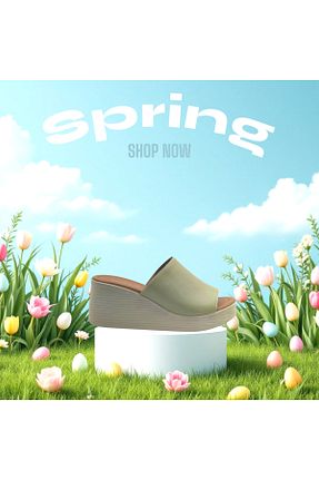 دمپائی سبز زنانه چرم خالص Escarpinshoes - کد 934635185