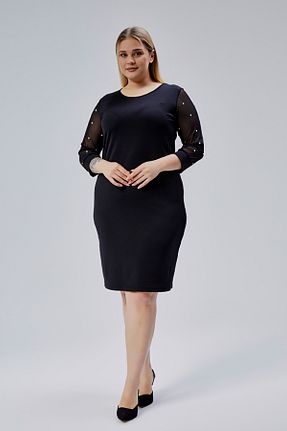 لباس سایز بزرگ مشکی زنانه پلی استر - الاستین Curvy Trend - کد 929097109