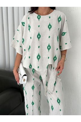 ست بالاتنه و پائین تنه سبز زنانه بافتنی Whıte Aura - کد 935317577