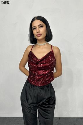بلوز زرشکی زنانه ساده BZ Boutique - کد 935377966