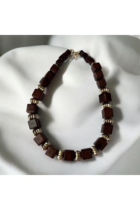 گردنبند جواهر قهوه ای زنانه استخوانی Mimosa - کد 935417552