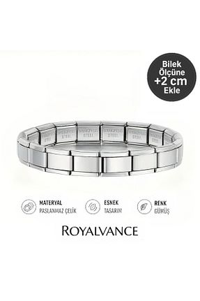 دستبند استیل (فولاد) طوسی زنانه استیل ضد زنگ RoyalVance - کد 921570595