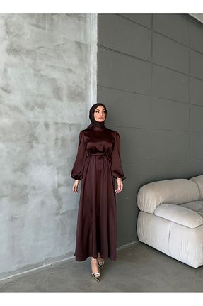 لباس حجاب قهوه ای زنانه اورسایز Aranlı tekstil - کد 935456601