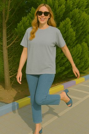 تیشرت طوسی زنانه رگولار EydaMoon - کد 935460154