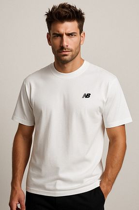 تیشرت سفید مردانه یقه دوچرخه New Balance - کد 898803863