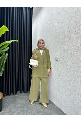 ست بالاتنه و پائین تنه حجاب سبز زنانه رگولار MEYSADESİGN - کد 935470146