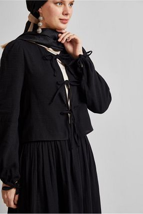 ست بالاتنه و پائین تنه حجاب مشکی زنانه رگولار Alvina - کد 935471335