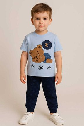 ست لباس راحتی آبی بچه گانه چاپی aden kids - کد 936499264