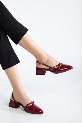 کفش پاشنه بلند کلاسیک زرشکی زنانه چرم لاکی nope21shoess - کد 905736503