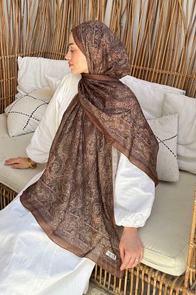 شال قهوه ای زنانه پنبه ای lamelif - کد 934132243
