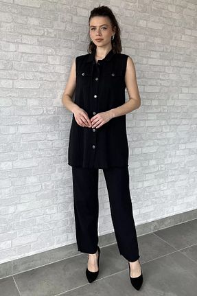 ست بالاتنه و پائین تنه مشکی زنانه بافتنی GÜLSELİ - کد 935516195
