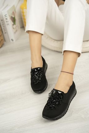 کفش اسنیکر مشکی زنانه بند دار Nesil Shoes - کد 91211504