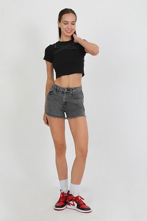 شلوارک و برمودا طوسی زنانه فاق بلند happinice - کد 935503886