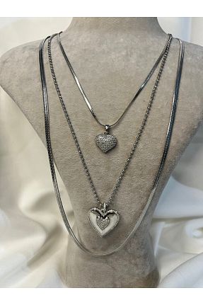 گردنبند استیل ( فولاد ) طوسی زنانه استیل ضد زنگ Fam&Co Jewelry - کد 935529589