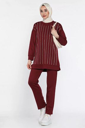 ست بالاتنه و پائین تنه حجاب زرشکی زنانه رگولار Julude - کد 935544587