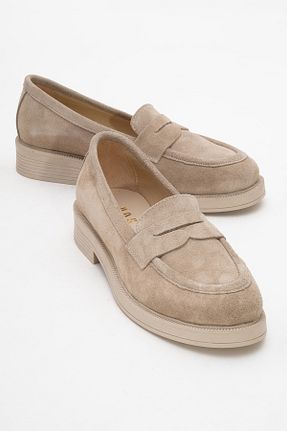 کفش لوفر بژ زنانه چرم خالص luvishoes - کد 935577578