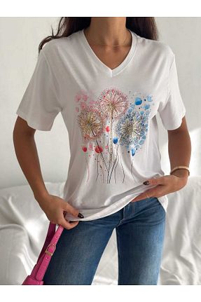 تیشرت سفید زنانه رگولار Esra Butik Hane - کد 935587887