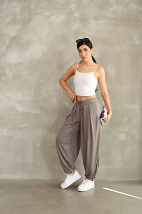 شلوار قهوه ای زنانه بافتنی QBZ - کد 935692295