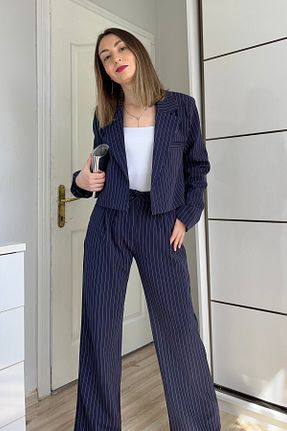 ست بالاتنه و پائین تنه سرمه ای زنانه بافتنی Gökcan Butik - کد 935756333